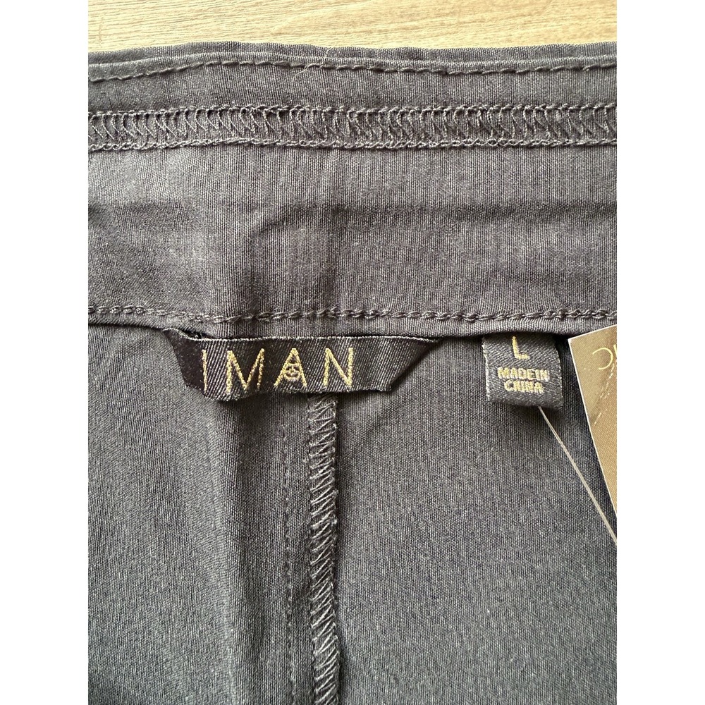 Iman Global Chic Navy Black Pull On Stretch Pants Straight Leg Womens Large NWT - Picture 3 of 7